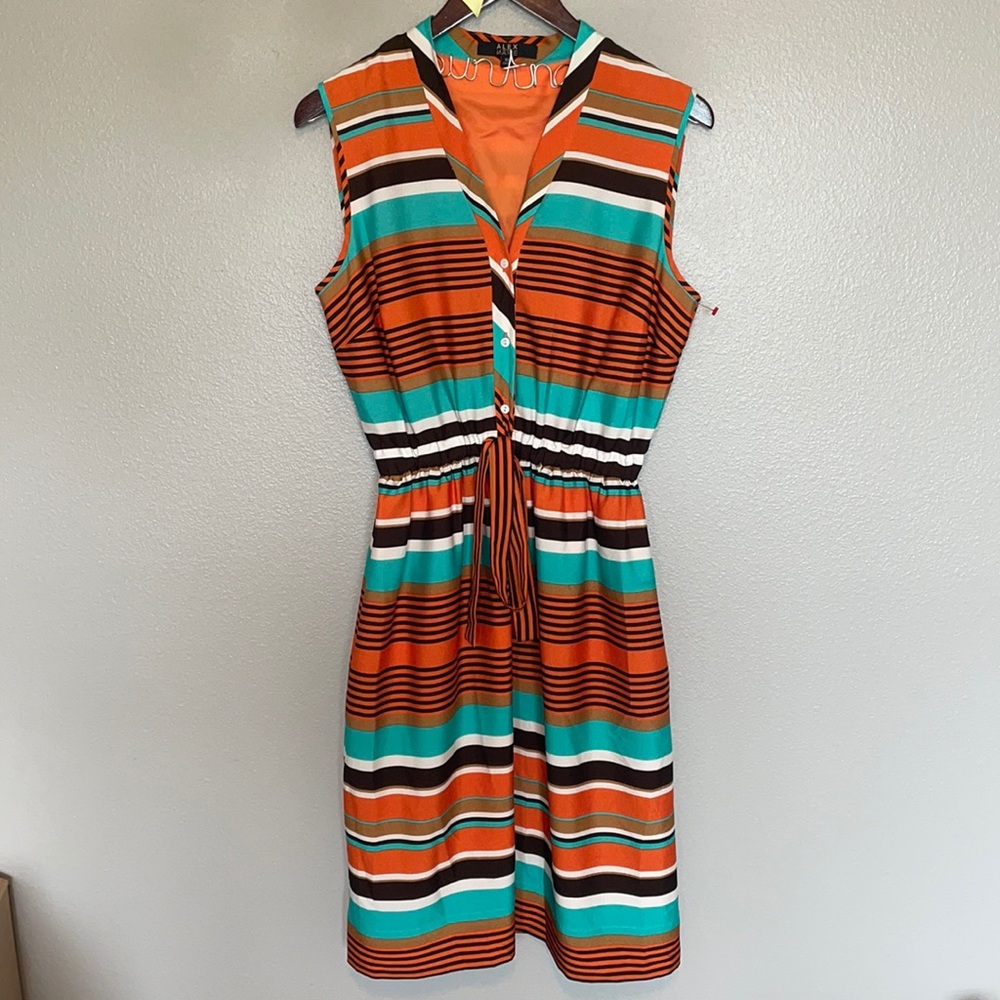 Alex Marie striped dress w/ pockets and waist tie, great, like new condition!